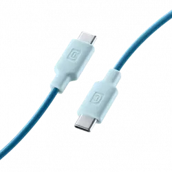 Cable USB - CellularLine Stylecolor, Conector C to USB-C, 1 m, Azul