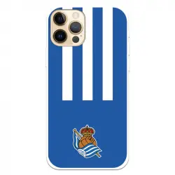 Funda para iPhone 12 Pro del Real Sociedad de Fútbol Real Rayas Verticales - Licencia Oficial Real Sociedad de Fútbol