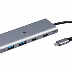 Hub - ISY IHU-5200, USB-C, 4 Puertos, 5 Gbps, 7.5 W, Plata