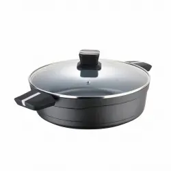 Olla Con Tapa De Cristal San Ignacio Bistro Sg6427 Baja Aluminio (ø 28 X 8 Cm)