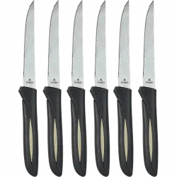 Set de cuchillos - CMP Paris KD3295, 6 Unidades, Acero inoxidable, Negro
