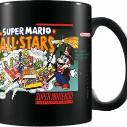 Taza - SHERWOOD Nintendo Super Mario: All Stars, 0.315 l, Cerámica, Negro