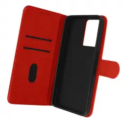 Avizar Chesterfield Funda Tarjetera con Soporte de Vïdeo Roja para Oppo A57/A57S