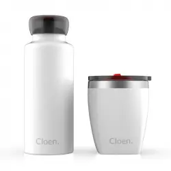 Cloen Botella de Agua Térmica con Vaso 500ml Blanca