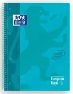 Cuaderno espiral Oxford European Book Soft Touch Azul turquesa