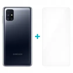 Icoveri Pack Funda Gel TPU Antigolpes Transparente + Cristal Templado 9H para Samsung Galaxy M51