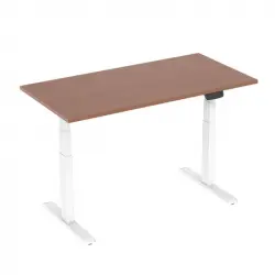 Kimex Escritorio Motorizado Sentado/de Pie 150x75cm, Altura 62-128cm, Tablero Nogal / Base Blanca, Conectado
