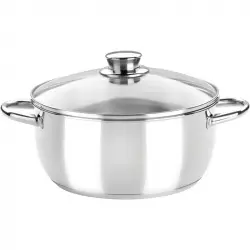 Monix Óptima M451118 Cacerola Alta de Acero Inoxidable con Tapa de Cristal 18cm