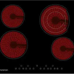 Placa vitrocerámica - Infiniton VIT4T23, 4 zonas, Zona grande 22 cm, Touch Control, 60 Negro