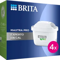 Recambio de filtros - Brita Maxtra PRO Experto en Cal, Pack 4, Para y Flow, Blanco