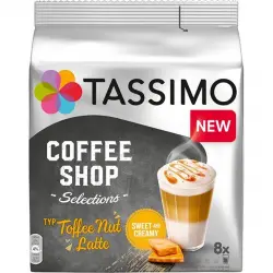 Tassimo - Bolsa De 8 Cápsulas Coffe Shop Café Espresso Sabor Caramelo Con Nueces Y Con Suave Espuma De Leche