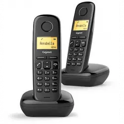 Teléfono inalámbrico - Gigaset A170 DUO, 2 terminales, 50 contactos, Rellamada, Negro