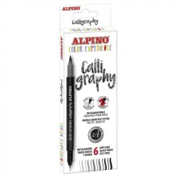 Alpino Caligraphy Rotuladores Doble Punta 6 Unidades Negro/Gris