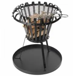 Brasero Cesta Con Bandeja De Cenizas Redondo Negro Bb650 Perel