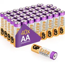 GP Xtra LR06 AA Pila Alcalina 1.5V Alto Rendimiento 40 Unidades