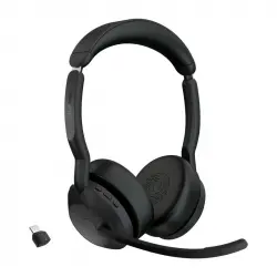 Jabra Evolve2 55 Auriculares Bluetooth con Base de carga para Oficina/Centro de Llamadas Negros