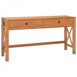 Vidaxl Escritorio Con Cajones Madera Maciza De Teca 120x40x75 Cm
