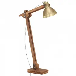 VidaXL Lámpara de Pie Madera Maciza E27 Mango/Latón