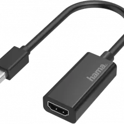 Adaptador de HDMI a Mini DisplayPort - Hama 00200332, UHD, in, DisplayPort, Thunderbolt 2, Negro