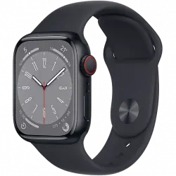 Apple Watch Series 8 (2022), GPS+CELL, 41 mm, Caja de aluminio, Vidrio delantero Ion-X, Correa deportiva medianoche