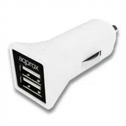 Approx Cargador de Coche 2 Puertos USB Blanco