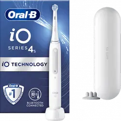 Cepillo eléctrico - Oral-B iO 4S, 4 Modos de cepillado, Control presión, Estuche De Viaje, Diseñado Por Braun, Blanco