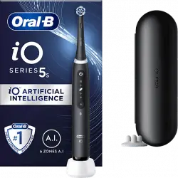 Cepillo eléctrico - Oral-B iO 5S, Con 1 Cabezal Y Estuche De Viaje, Diseñado Por Braun, Negro