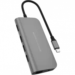 Hub USB - Hyper HD30F, 9 Puertos en 1, Para MacBook, 5 Gbit/s, Gris