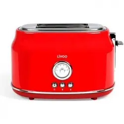 Tostadora Retro - 2 Ranuras - 815w - Rojo Livoo Dod181r