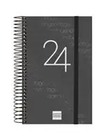 Agenda anual 2024 Finocam A6 Year E5 día por página Negro