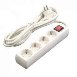 Eurobric Regleta 4 Tomas Schuko con Interruptor 1.5m Blanco