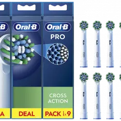 Recambio para cepillo dental - Oral-B Pro CrossAction, Cabezales De Recambio, Pack 9 Unidades