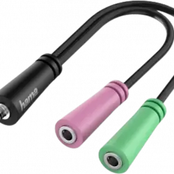 Cable audio - Hama 00200352, De conector jack 3.5 mm a 2x enchufes mm, 0,15 m, Multicolor