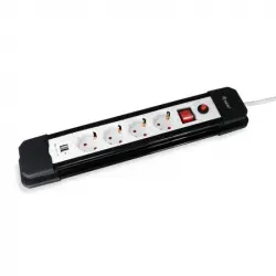 Equip Regleta de Alimentación 4 Tomas de Red con Interruptor + 2 Puertos USB Negra/Blanca