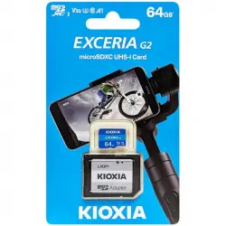 Kioxia Exceria G2 MicroSDXC 64GB UHS-III U3 A1 V30 Clase 10 + Adaptador SD