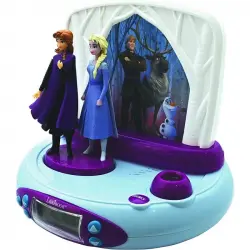 Lexibook Frozen con Ana y Elsa en 3D Reloj Despertador Proyector