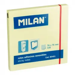 Milan Caja de 10 Blocs de Notas Adhesivas 7.6x7.6cm Amarillas