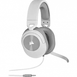 Auriculares gaming - Corsair HS55 Stereo, Con Cable, Micrófono Omnidireccional, White