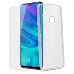 Avizar Funda de Silicona Transparente + Cristal Templado para Huawei P Smart 2019/Honor 10 Lite