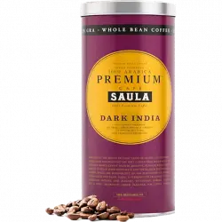 Café en grano - Saula Premium Dark India, Arábica, Chocolate negro y nuez, 500 g