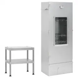 Horno Ahumador De Barbacoa Con Mesa Acero Galvanizado Vidaxl