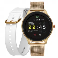Mark Maddox Smart Now HS0001-90 Reloj Smartwatch Dorado + Correa Adicional Goma Blanca