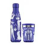 Pack regalo Chilly's Botella 500ml + Vaso café 340ml Greek Blue