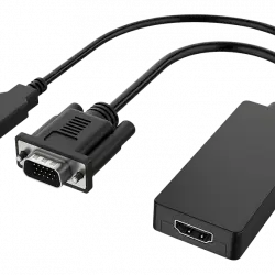 Adaptador - Hama 00200342, VGA+USB Plug HDMI™ Socket, Full HD 1080p, Negro