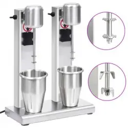 Batidora De Batidos Con Doble Vaso De Acero Inoxidable 2 L Vidaxl