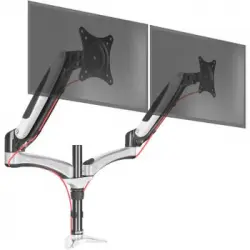 Duronic Dm652 Soporte Para 2 Monitores De 15" A 27" Pulgadas Con Doble Brazo 8kg Máx -altura Ajustable, Giratorio, Inclinable - Soporte Para 2