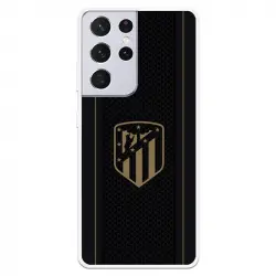 Funda Licencia Oficial Atlético de Madrid Escudo Dorado Fondo Negro para Samsung Galaxy S21 Ultra