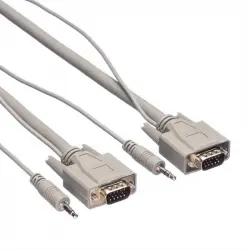 Roline Cable VGA HDB15 Alta Calidad con Jack 3.5 Macho/Macho 3m Gris
