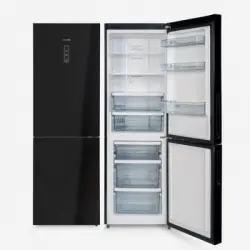 Universalblue Frigorífico Combi Cristal Negro 185 Cm | Nevera 320 Litros Totalmente Equipada