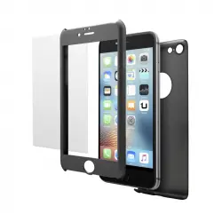 Unotec Pack Full Protect Negro con Funda Total Cover + Cristal Templado para iPhone 6/6s